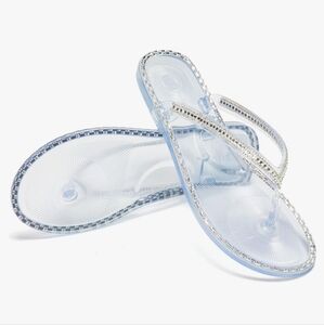 Luffymomo silver/clear bling flip flops women's size 9